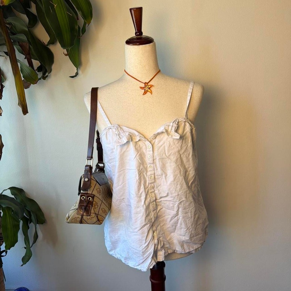 Gap Vintage 2008 White Eyelet Lace Cotton Coquette Cottagecore Tank Top Small